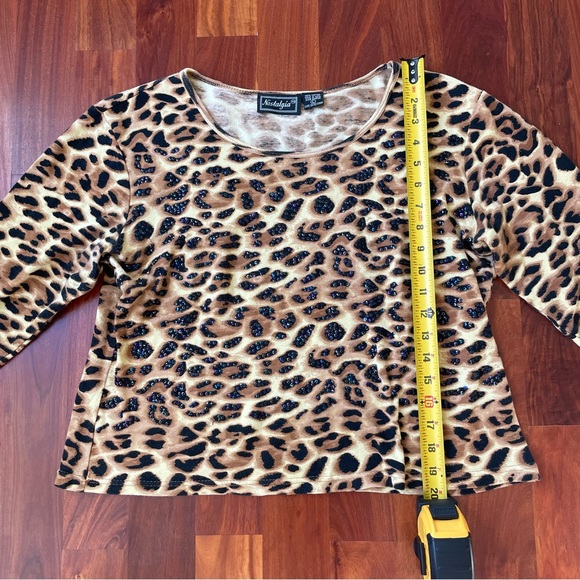 Vintage Sequin Leopard Print Long-Sleeve Top - Picture 2 of 4